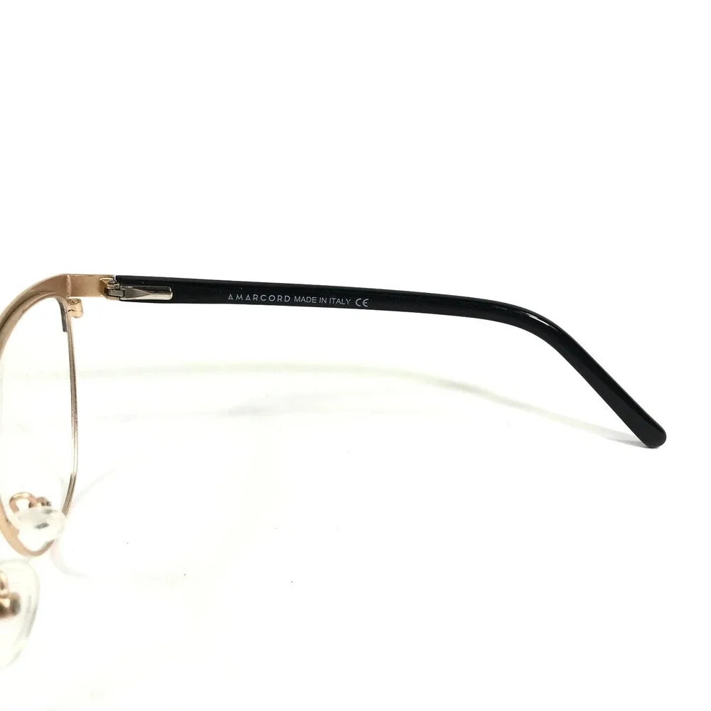 Amarcord Eyeglasses Frames AM002 col.2 Black Gold Cat Eye Wire Rim 53-17-142
